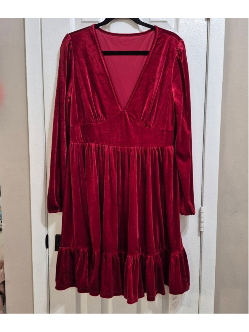 Women's Halara Red Velvet Long Sleeve Dress Plus XL - Picture 2 of 9